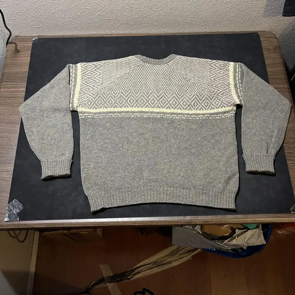 Vintage Lord Jeff 1960s Sweater Men Birdseye Fair Isle Shetland Wool Ireland